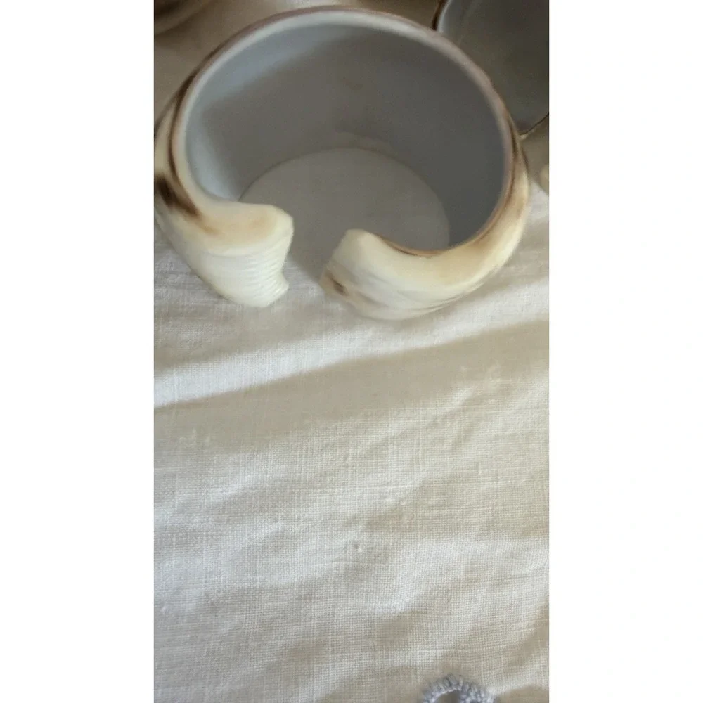 Vintage Tiger Cowrie Shell Napkin Rings Set Of 6 Coastal Beach Table Decor